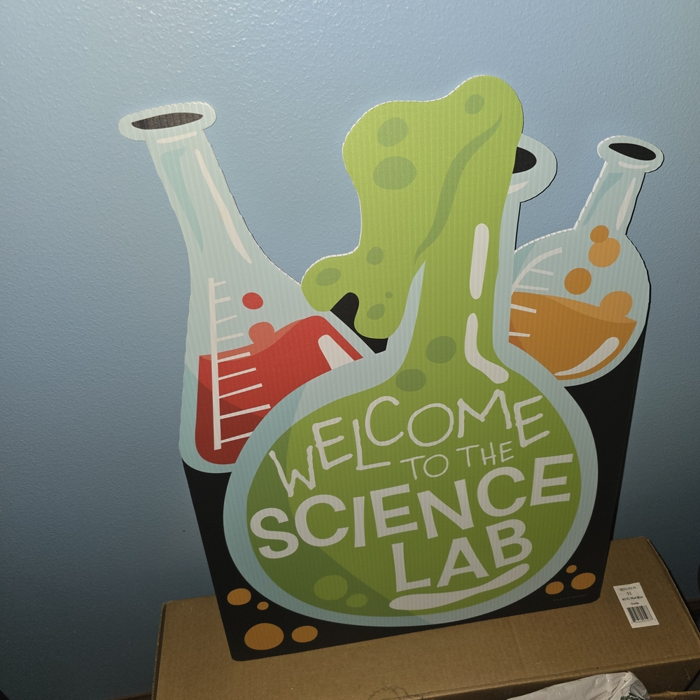 Welcome to the Science Lab Wall Décor - Green Beakers Sign 17" By 23" Waterproof